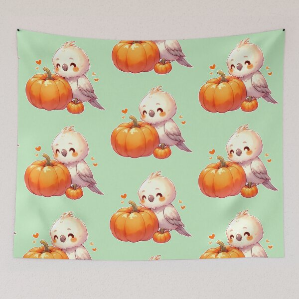 Item preview, Autumn Pumpkin Parrot – Cute Tropical Fall Bird Illustration designed and sold by Sugar Wisdom .