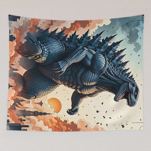 Item preview, Anime Kaiju Monster King Towers Over a Metropolis designed and sold by BorgSpareParts.