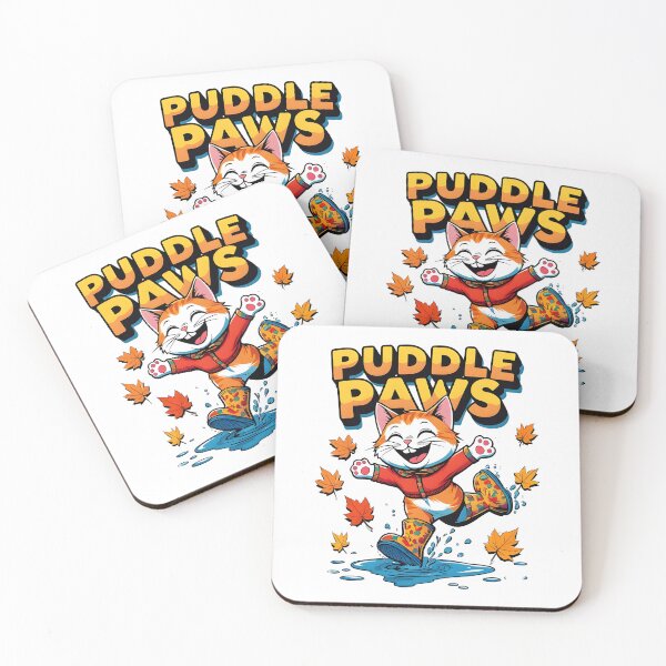 Item preview, Cute happy laughing cat running through a puddle in autumn designed and sold by MyPixelFun.