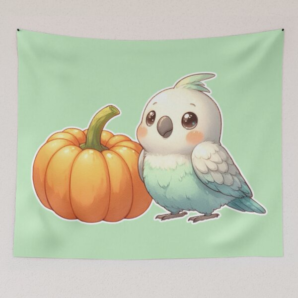Item preview, Autumn Pumpkin Parrot – Cute Tropical Fall Bird Illustration designed and sold by Sugar Wisdom .