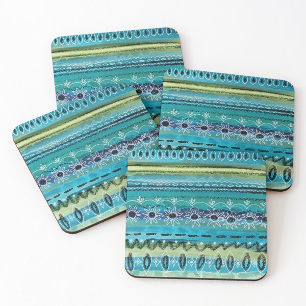 Item preview, Pattern Of Indigo Blue Teal Green Lines Drops Eyes Suns designed and sold by Irina Sztukowski.