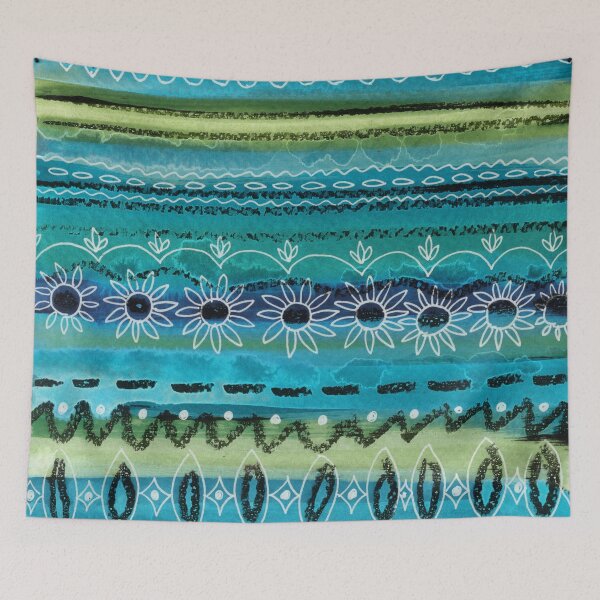 Item preview, Pattern Of Indigo Blue Teal Green Lines Drops Eyes Suns designed and sold by Irina Sztukowski.