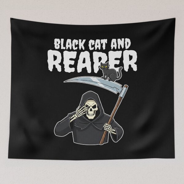 Item preview, BLACK CAT AND REAPER - GRIM REAPER HALLOWEEN designed and sold by KEF Custom.