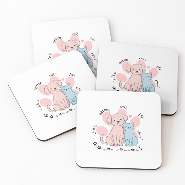 Item preview, Life Is Better With Pet Paws – Cute Dog & Cat Heart Paw Print Design designed and sold by Cozyscribbles.