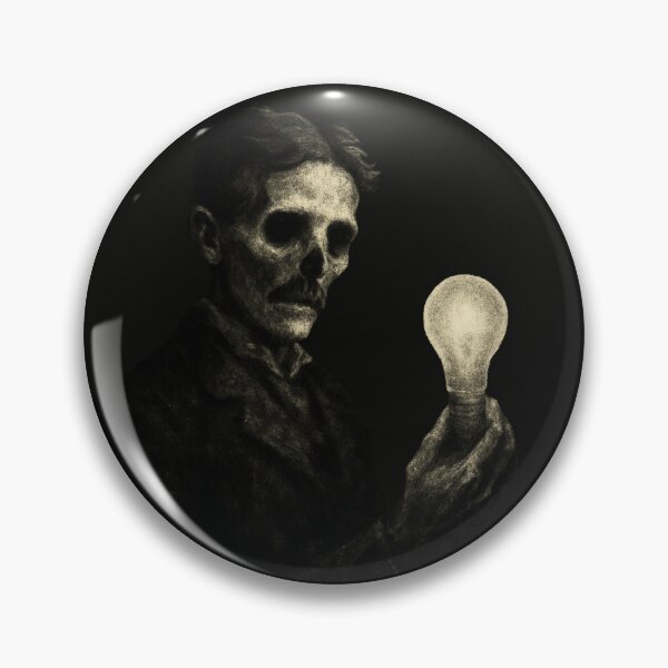 Item preview, Tesla Ghost – Haunted Scientist Spirit with Ghostly Light Bulb in Grunge Style designed and sold by Meandmyshop.