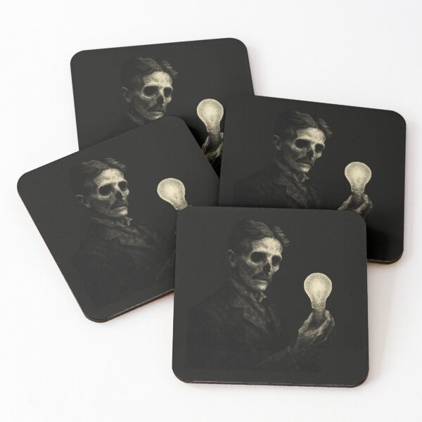 Item preview, Tesla Ghost – Haunted Scientist Spirit with Ghostly Light Bulb in Grunge Style designed and sold by Meandmyshop.