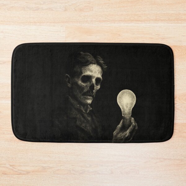 Item preview, Tesla Ghost – Haunted Scientist Spirit with Ghostly Light Bulb in Grunge Style designed and sold by Meandmyshop.