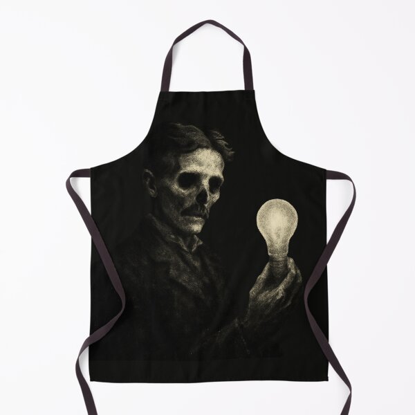 Item preview, Tesla Ghost – Haunted Scientist Spirit with Ghostly Light Bulb in Grunge Style designed and sold by Meandmyshop.