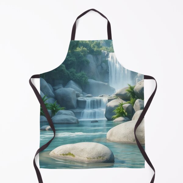 Item preview, Majestic Waterfall with Crystal Clear River and Lush Greenery designed and sold by HappyPrintCo.