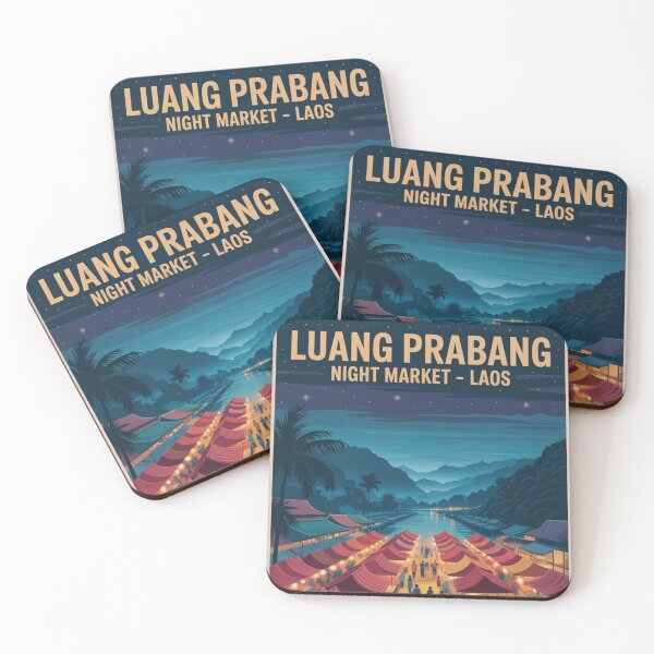 Item preview, Luang Prabang Night Market Retro Travel Poster – Vintage Laos Wall Art designed and sold by Timeless Design.