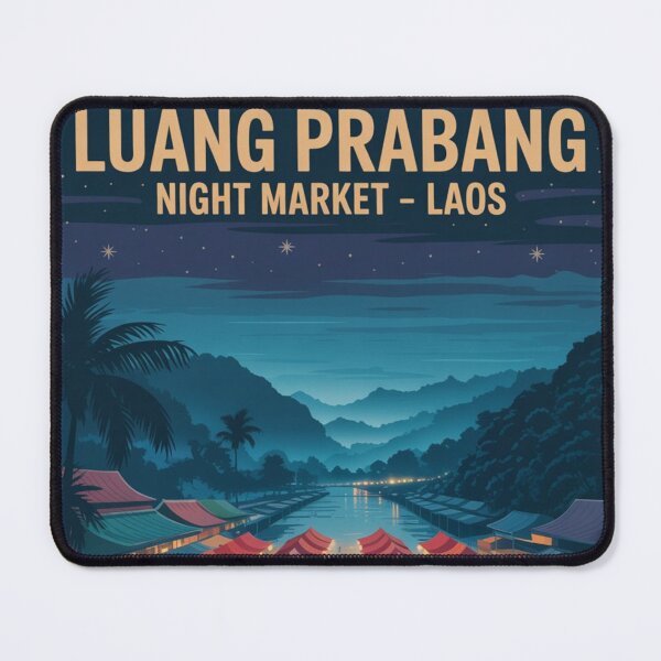 Item preview, Luang Prabang Night Market Retro Travel Poster – Vintage Laos Wall Art designed and sold by Timeless Design.