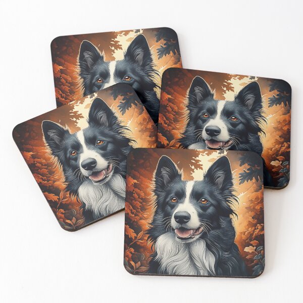 Item preview, Border Collie Portrait in Autumn Leaves designed and sold by PetsArt.