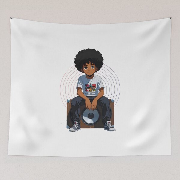 Item preview, Soundwave Chill – Afro Anime Boy on Speaker with Retro Vibes designed and sold by OsasChild.
