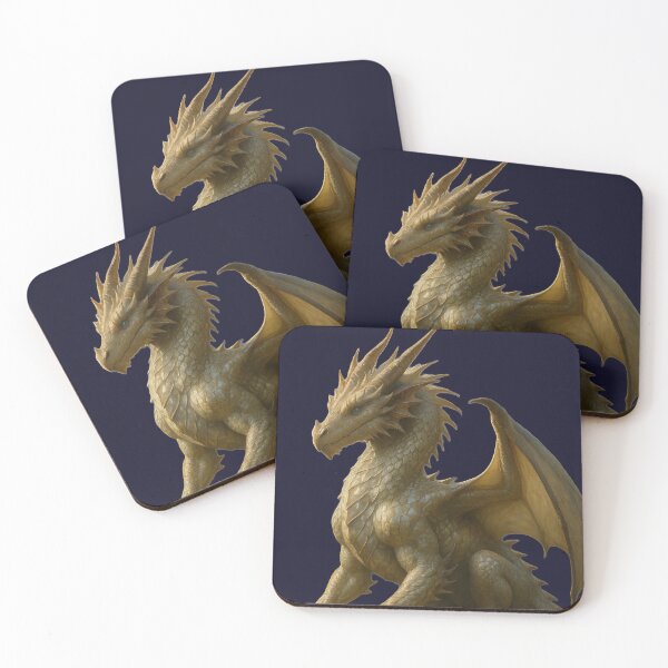 Item preview, Golden realistic dragon sitting on rock designed and sold by BreakingWorse.