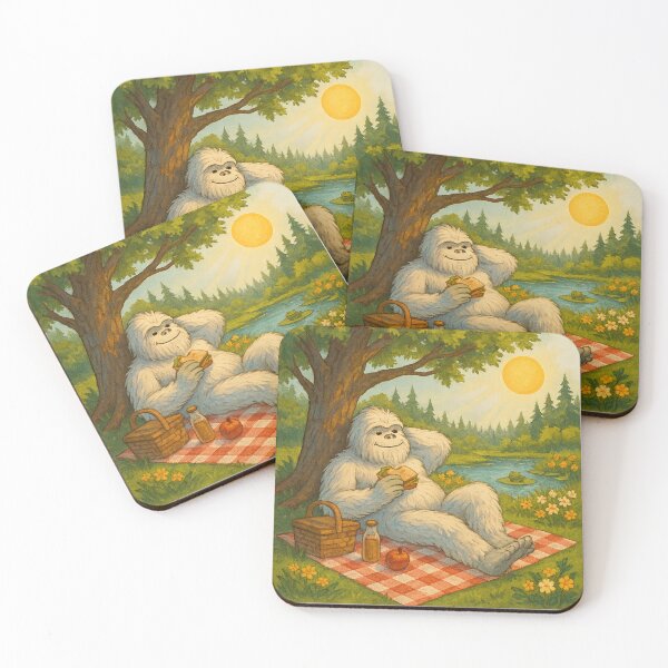 Item preview, Relaxing Yeti Picnic – Funny Mythical Creature Nature Art Design designed and sold by Lunaria Arts.