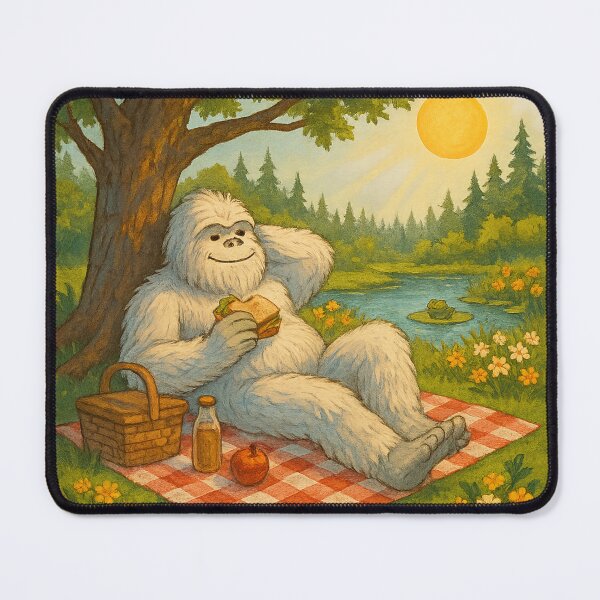Item preview, Relaxing Yeti Picnic – Funny Mythical Creature Nature Art Design designed and sold by Lunaria Arts.