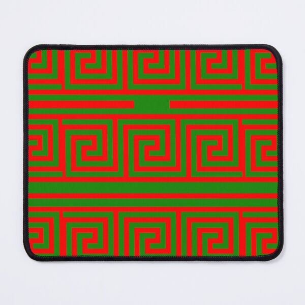 Item preview, Red On Green Background Greek Key Fret Pattern designed and sold by PatternTitan.