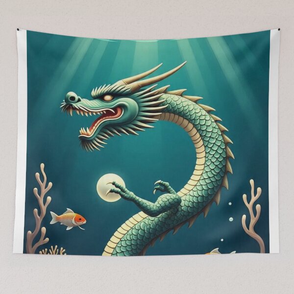 Item preview, Dragon Beneath the Sea – Japanese Ukiyo-e Ocean Print designed and sold by Vandy Fullam.