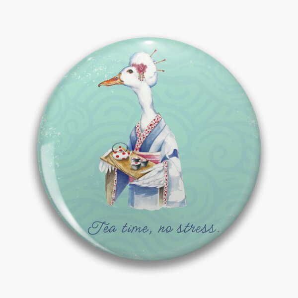 Item preview, Tea time,no stress-Illustrazione ad acquerello di oca zen in Kimono  designed and sold by ArcanaAtelier.