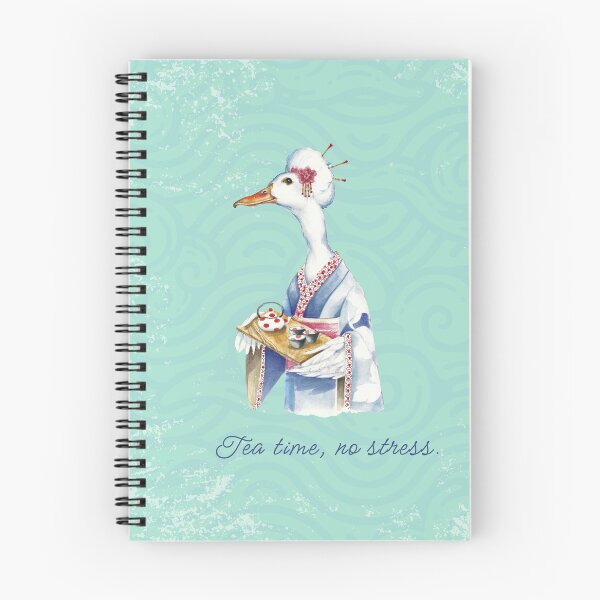 Item preview, Tea time,no stress-Illustrazione ad acquerello di oca zen in Kimono  designed and sold by ArcanaAtelier.