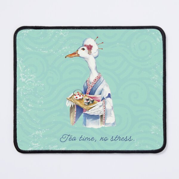 Item preview, Tea time,no stress-Illustrazione ad acquerello di oca zen in Kimono designed and sold by ArcanaAtelier.