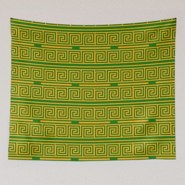 Item preview, Yellow On Green Background Greek Key Fret Pattern designed and sold by PatternTitan.