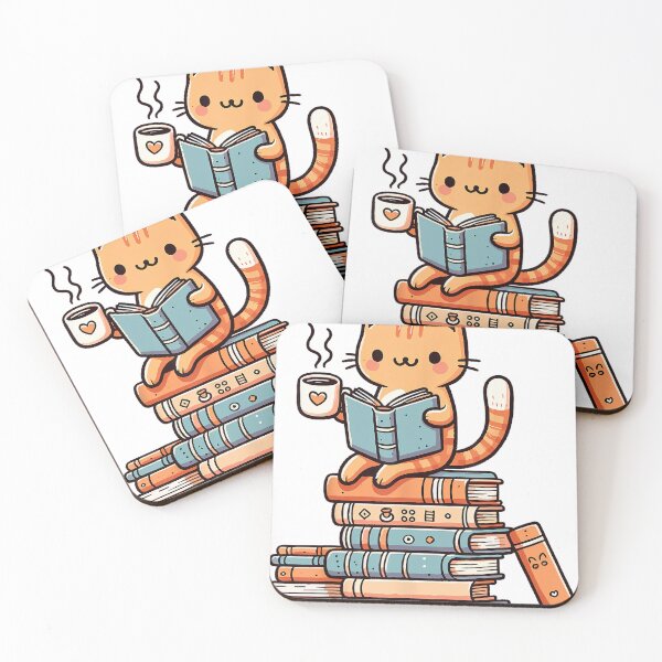 Item preview, Cute Cat Reading Books With Coffee designed and sold by KlaudiaHertzog.