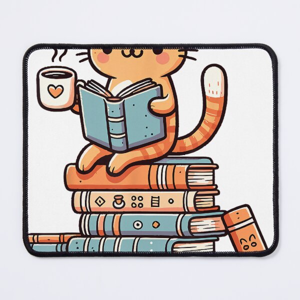Item preview, Cute Cat Reading Books With Coffee designed and sold by KlaudiaHertzog.