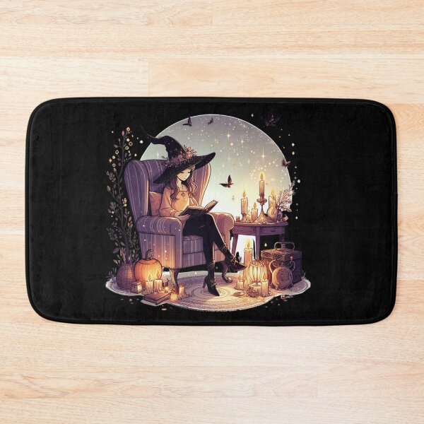 Item preview, Cozy Witch Reading with Candles and Pumpkins designed and sold by Cuteartistbe.