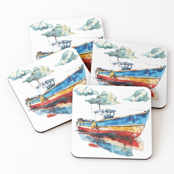 Item preview, Colorful Fishing Boat – Nautical Watercolor Art Design designed and sold by DesignArtist.ia.
