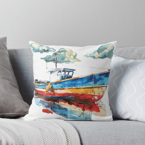 Item preview, Colorful Fishing Boat – Nautical Watercolor Art Design designed and sold by DesignArtist.ia.