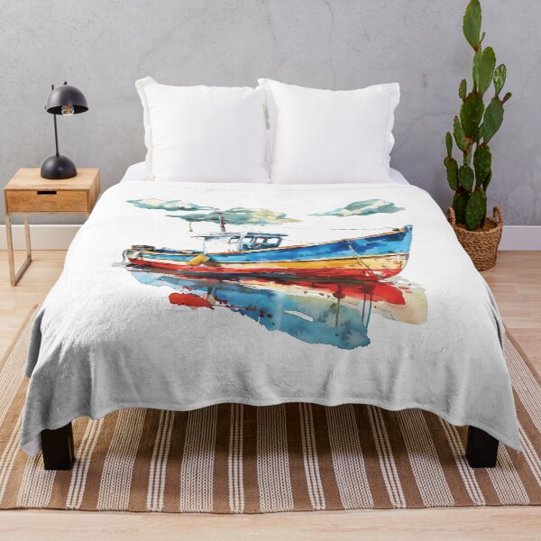 Item preview, Colorful Fishing Boat – Nautical Watercolor Art Design designed and sold by DesignArtist.ia.