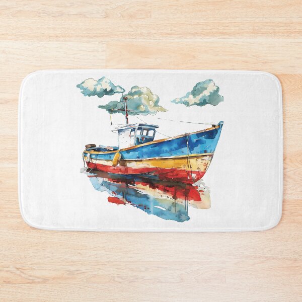 Item preview, Colorful Fishing Boat – Nautical Watercolor Art Design designed and sold by DesignArtist.ia.