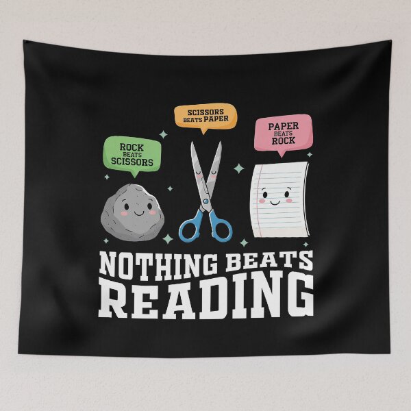 Item preview, Nothing Beats Reading Rock Paper Scissors for Book Lovers Gift designed and sold by JUSTBEELEGANT.