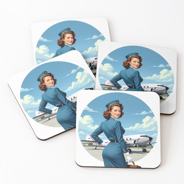 Item preview, Golden Age Stewardess Pinup – Retro Airline Glamour designed and sold by Lightning-Lace.