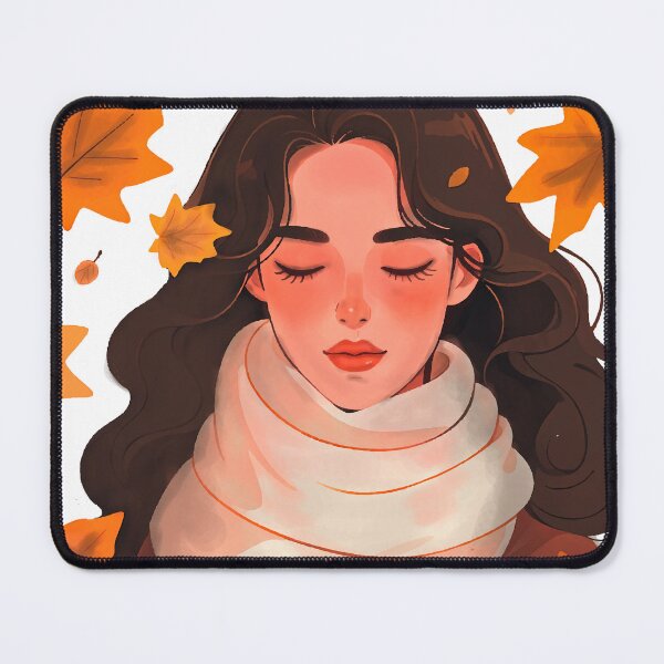 Item preview,  Minimalist Fine Line Portrait of Woman with Wool Scarf and Autumn Leaves 2026 designed and sold by  Ojo de Lilith.