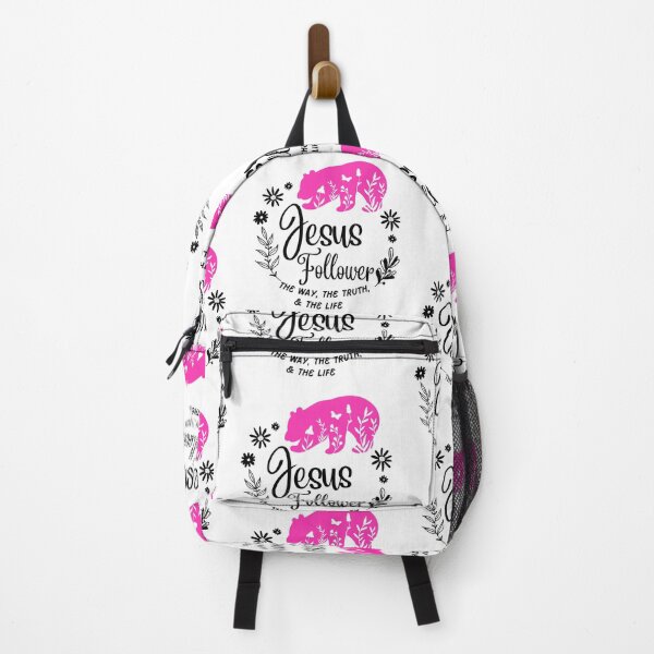 Item preview, Flowery Bear Jesus Follower in hot pink designed and sold by Holy Coast Threads (Formerly ChristianFlower).