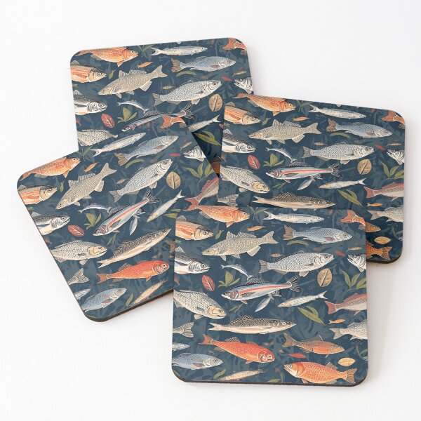 Artikelvorschau, Buntes Fischmuster – Vintage Aquatic Illustration entworfen und verkauft von blackcatsvault.