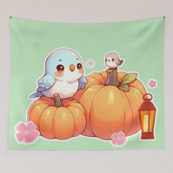 Item preview, Autumn Pumpkin Parrot – Cute Tropical Fall Bird Illustration designed and sold by Sugar Wisdom .