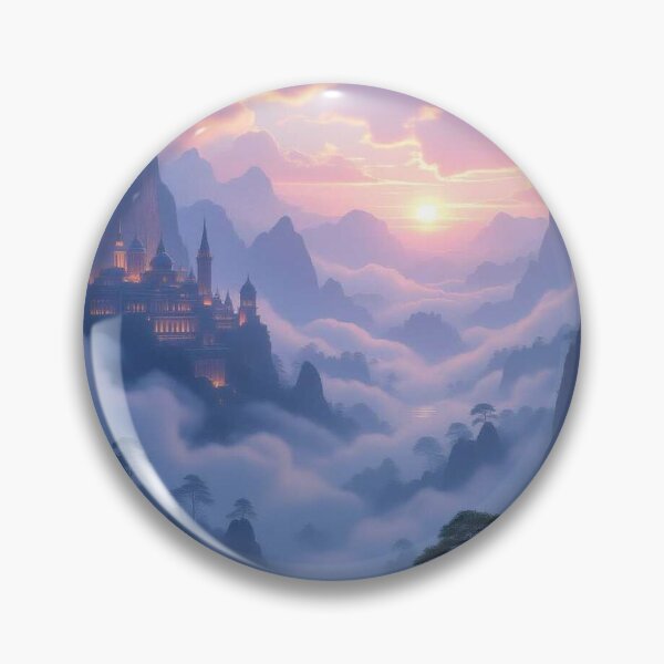 Item preview, Epic Castle Glow – Mystical mountain landscape meets fairytale architecture & dreamy sunrise vibes designed and sold by FotoworldEdel.