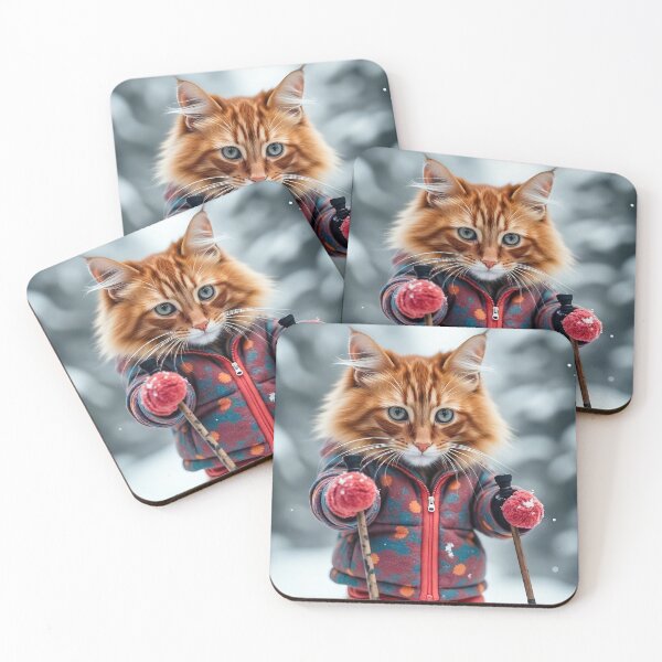 Item preview, Adventurous Skiing Cat – Cozy Winter Sports Artwork designed and sold by BadBeaverDesign.