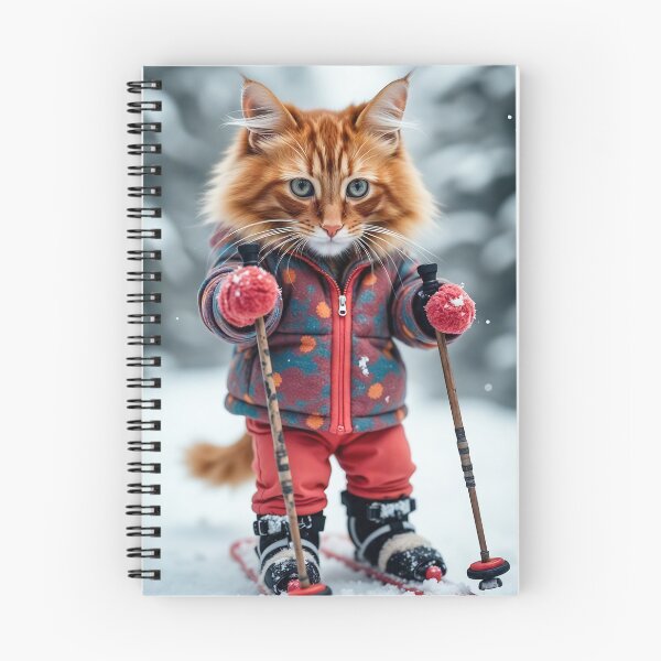 Item preview, Adventurous Skiing Cat – Cozy Winter Sports Artwork designed and sold by BadBeaverDesign.