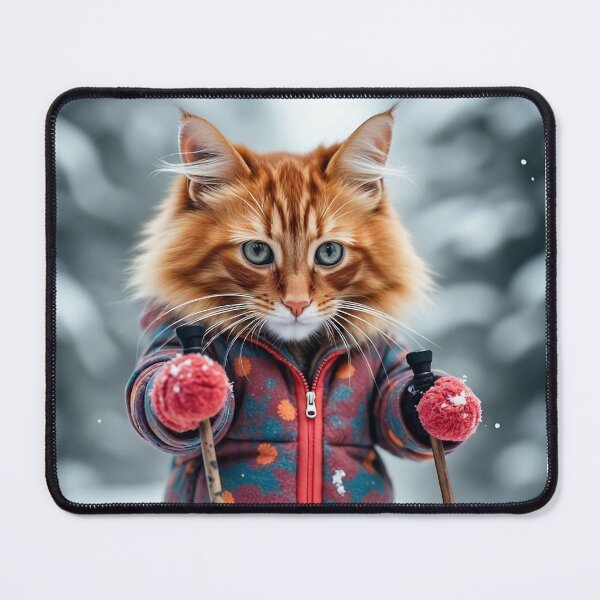 Item preview, Adventurous Skiing Cat – Cozy Winter Sports Artwork designed and sold by BadBeaverDesign.