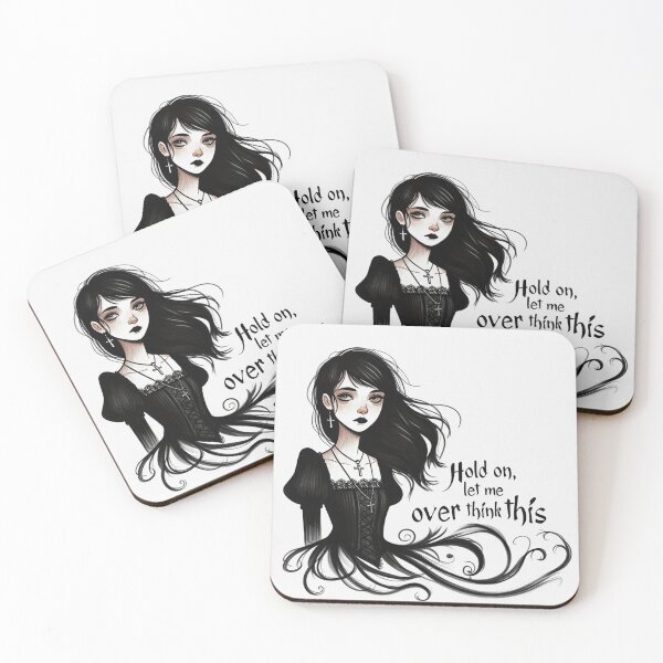 Item preview,  Hold on, let me over think this - Goth Emo girl design designed and sold by Vintage Designs +.