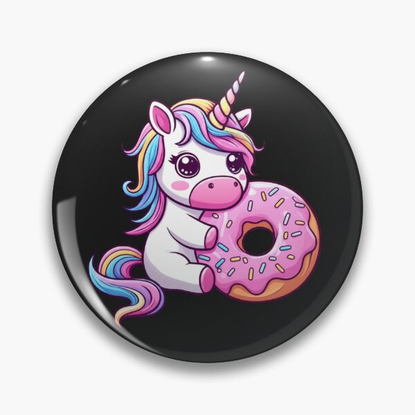 Artikelvorschau, Süßes Chibi-Einhorn mit Donut | Kawaii Pastell-Cartoon-Kunst entworfen und verkauft von ColorSplash123.