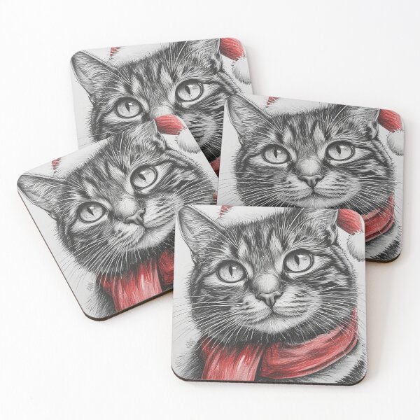 Item preview, Christmas Cat with Santa Hat – Cute Festive Kitty HPG designed and sold by aventi24.