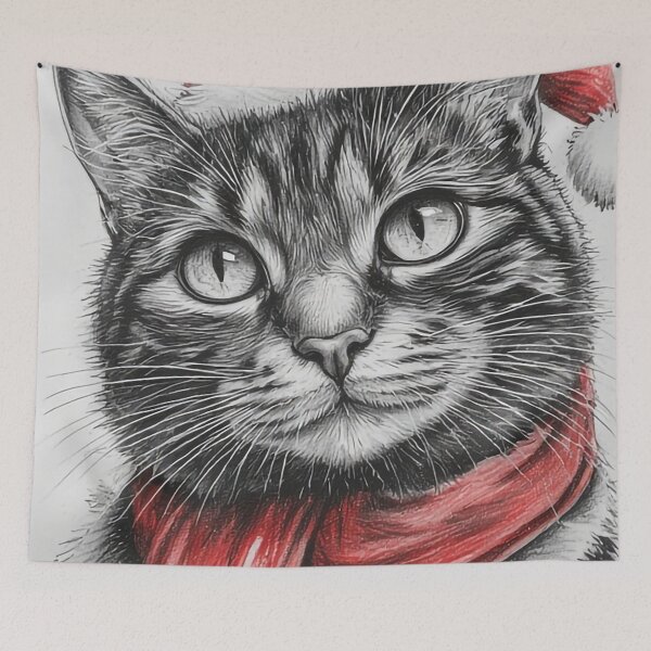 Item preview, Christmas Cat with Santa Hat – Cute Festive Kitty HPG designed and sold by aventi24.