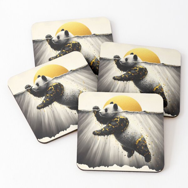 Item preview, Charcoal Panda Swimming, Ai Generated Art  designed and sold by ACC .