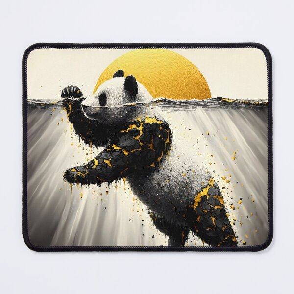 Item preview, Charcoal Panda Swimming, Ai Generated Art designed and sold by ACC .