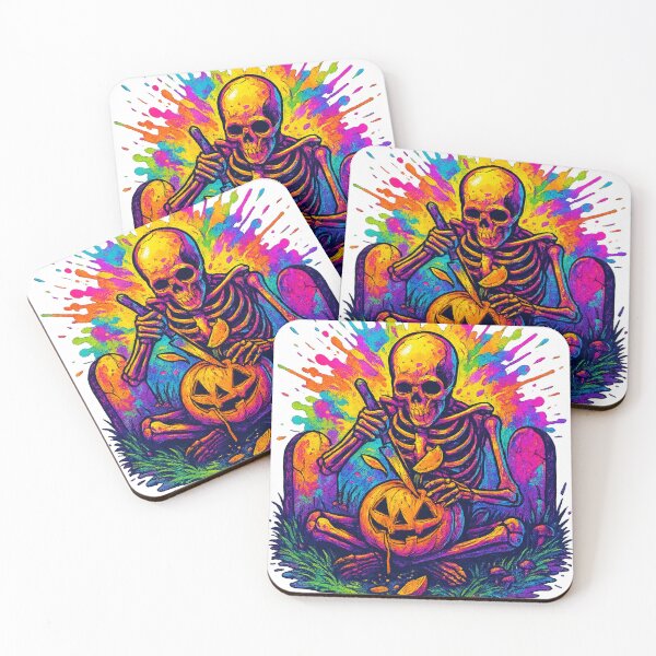 Item preview, Psychedelic Skeleton Carving Pumpkin – Halloween Artwork designed and sold by EchoDimension.